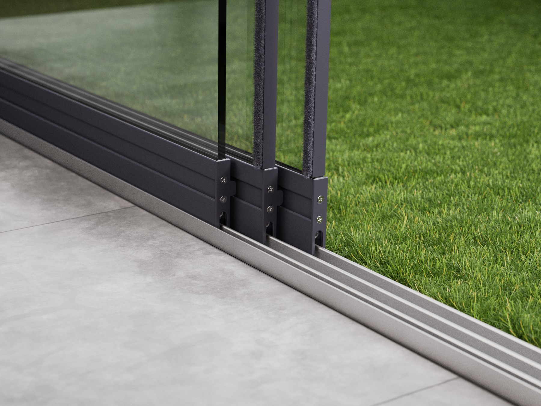 Paroi coulissante | 3 rails | 3x103cm | Jusqu'à 3000mm de large