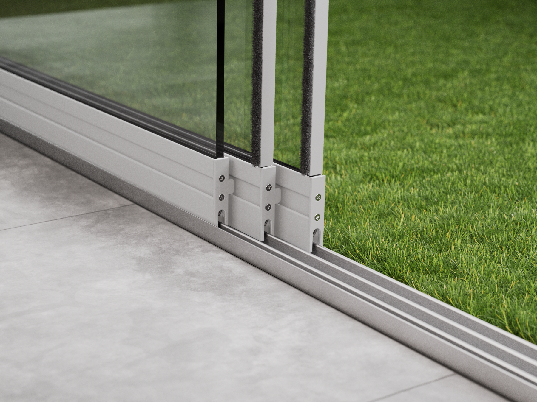 Paroi coulissante | 3 rails | 3x103cm | Jusqu'à 3000mm de large